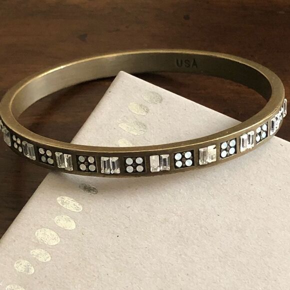 SILPADA Modern MAVEN Swarovski Crystal Accented Brass Bangle NIB - Picture 1 of 13